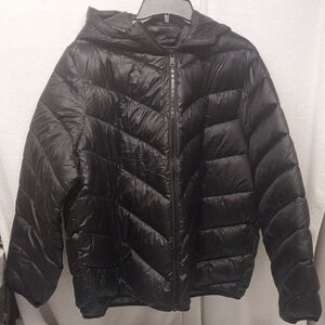 NWT Bernardo EcoPlume Puffy Parka Womens Size XL Black Packable Quilted  HH1